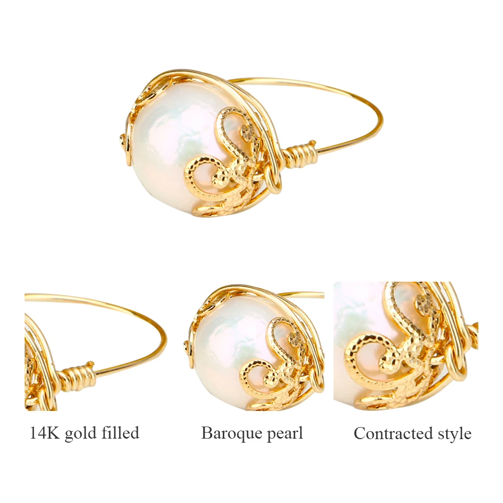 

Beadsnice 14K Pearl Ring Princess Ring Resizable Personalised Jewelry For Women European And American Style ID 41053