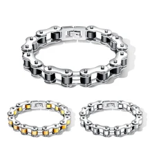 Женский Мужской Золотой Серебряный тяжелый браслет из нержавеющей стали для велосипеда черная велосипедная цепь панк-рок мотоциклетная Байкерская цепочка браслет на запястье