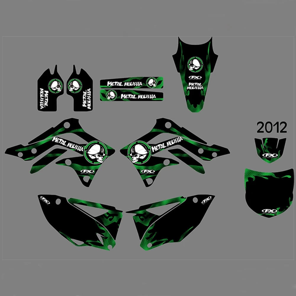 

For KAWASAKI KXF450 2012 Graphics Decals Stickers Custom Number Name 3M Full Motorcycle Backgrounds Accessories