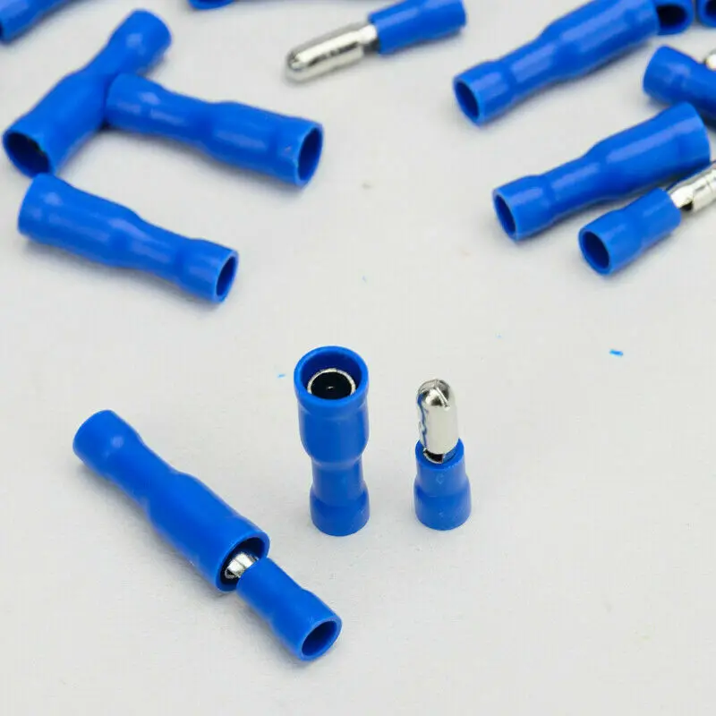 

Blue 100pcs Male And Female Bullet Connectors Insulated Wire Crimp Terminals