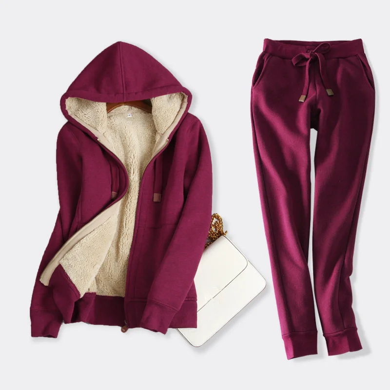 Женская двухкомпонентная теплая флисовая куртка, топы размера плюс 3XL, осенне-зимняя толстовка, женские бархатные плотные толстовки и штаны HK237