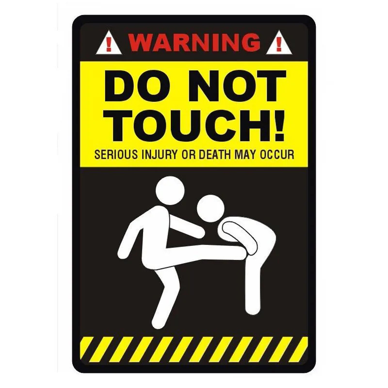 

Interesting WARNING - DO NOT TOUCH' Funny Car Stickers Decals Waterproof Windshield Decals PVC 15cm X 10cm