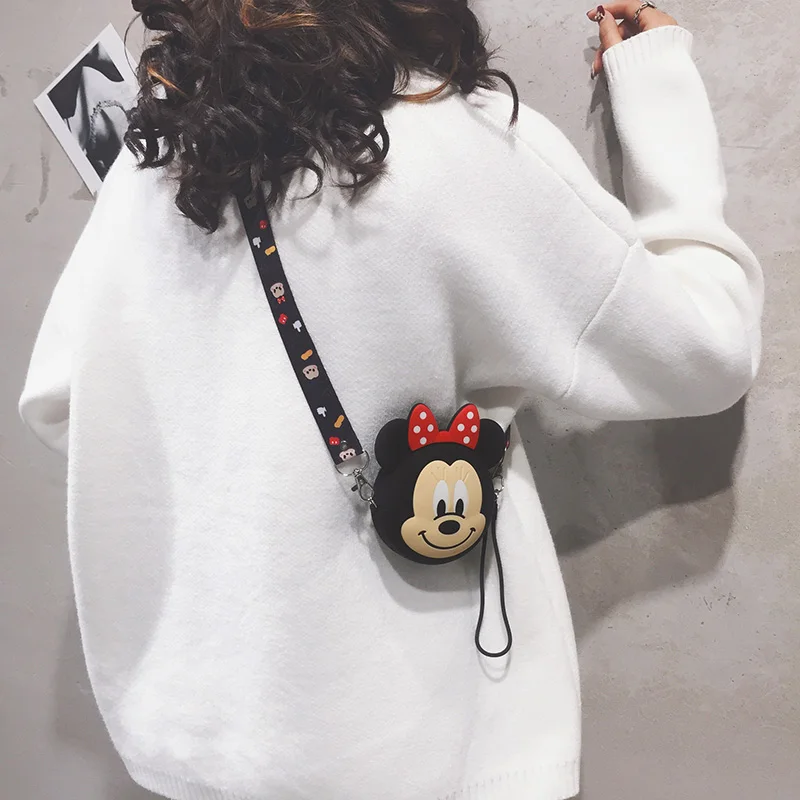 

Fashion Women Crossbody Bag For Girls Cute Bags Soft Silicone Shoulder Messenger Bags Cartoon Mickey Minnie Design Portable Bag