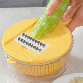 

Multi-functional Kitchen Utensils Mandoline Bowl Vegetable And Fruit Cutter ABS+stainless Steel Material Easy to Rust And Clean