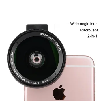 2で1レンズ0.6X広角 + 15Xマクロレンズプロフェッショナルhd電話iphone 8 7 6sプラスxiaomiサムスン、lg
