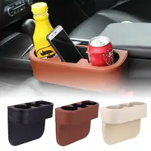 Faux Leather Car Drive Seat Gap Filler Storage Box Bottle Phone Holder Organizer