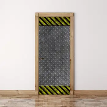 

Home Decor Decal Poster 3D Black Yellow Lines Creative Door Stickers Waterproof Wallpaper Print Art Picture For Kids Room Paste