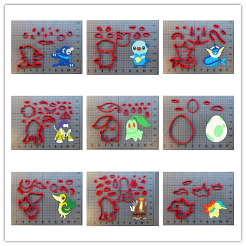 Raikou Chikorita Entei Vaporeon Cyndaquil Popplio Oshawott Go Egg 3D Печатный PLA пластик помадка украшение для печенья резак набор