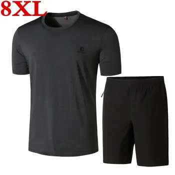 

2020 plus size 8XL New Arrivals Men T Shirt Top Tee+ Shorts Summer Two Pieces Short Sleeve Casual Basic Tops Cool Tee Shirts Set