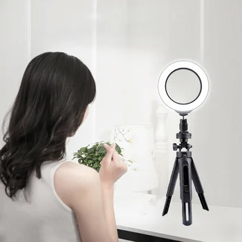 

Video Studio Professional Portable With Tripod Ring Light USB Powered 3 Levels 6 Inch Makeup Phone Holder LED Dimmable