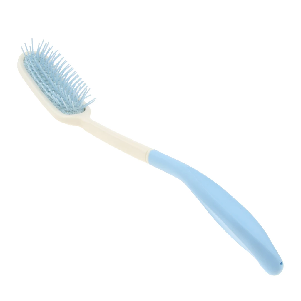 35cm Long Reach Durable Plastic Cushion Hair Brush Comb For Elderly Arthritis Hand-Disabled Adult, Blue White