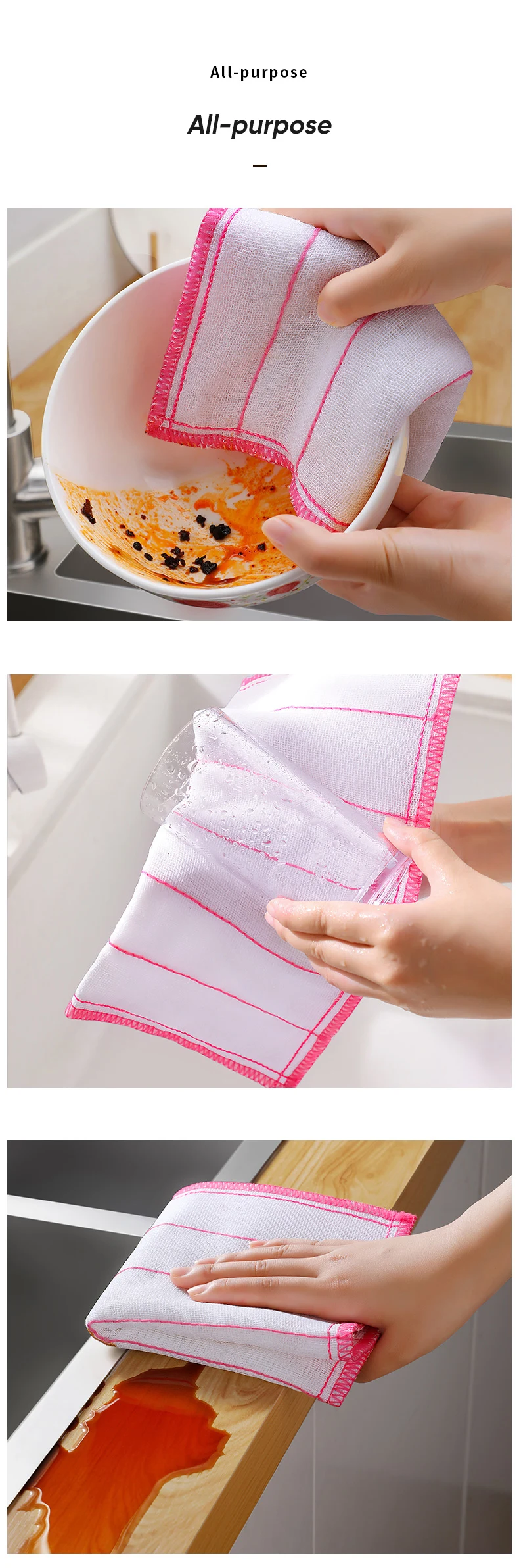 YUUAND Kitchen Rag Oil-Free Dish Towel Hanging Cleaning Cloth