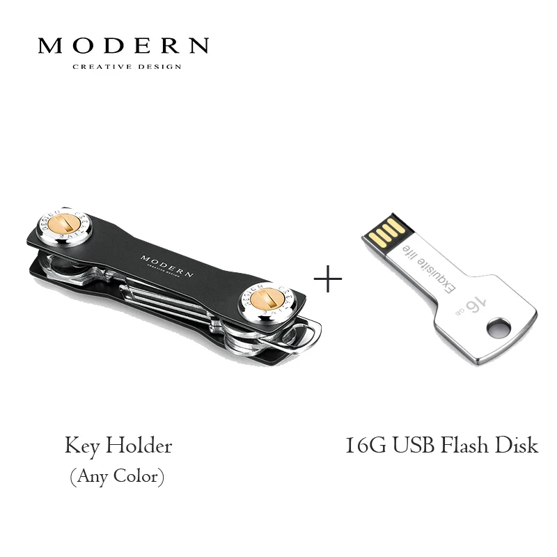 Современный алюминиевый держатель для ключей для мужчин и женщин, органайзер для ключей, брелок для ключей, умный кошелек для ключей - Цвет: holder 16G USB