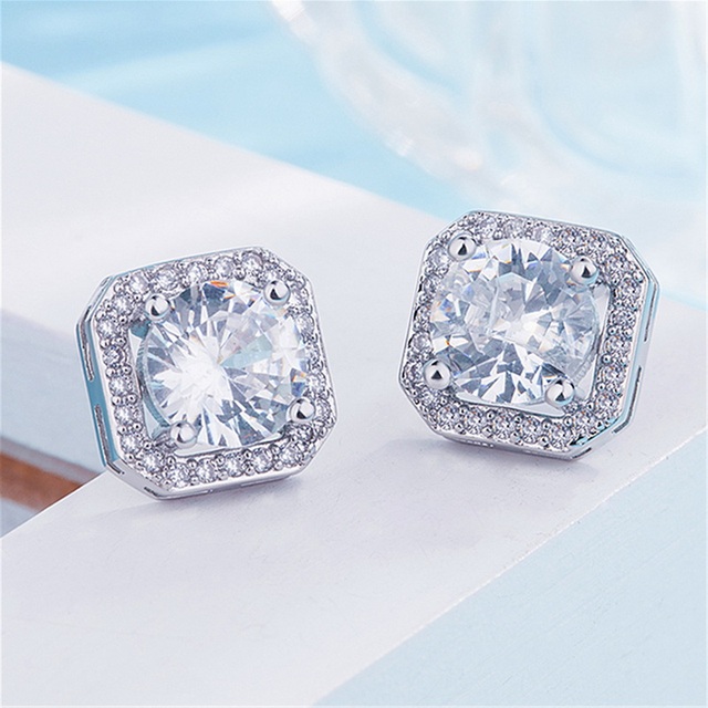 Zircon Christmas Snowflake Stud Earrings for Women Shiny Rhinestone Crystal Flowers Earring Christmas New Year Gifts