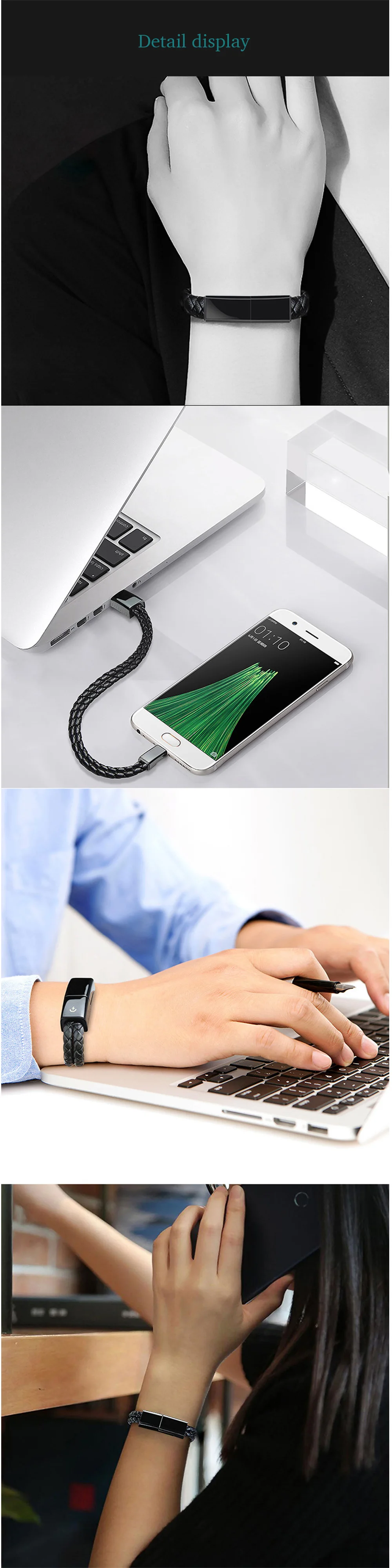 Travel Fast USB Phone Chargers Bracelet Charger Data Charging Cable Sync Cord For iPhone 7 6s Bracelet Men Steel Magnetic Clasp