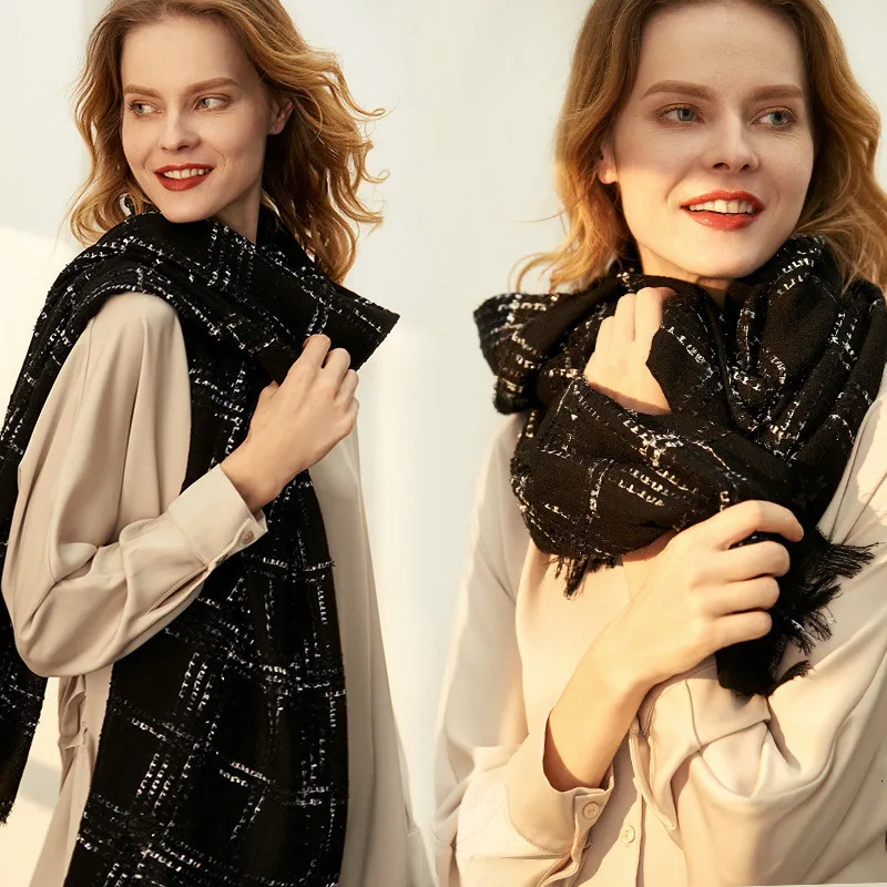 Пончо клетчатый шарф для женщин зимний Bufandas Invierno Moda Mujer 2019 шаль Пашмина