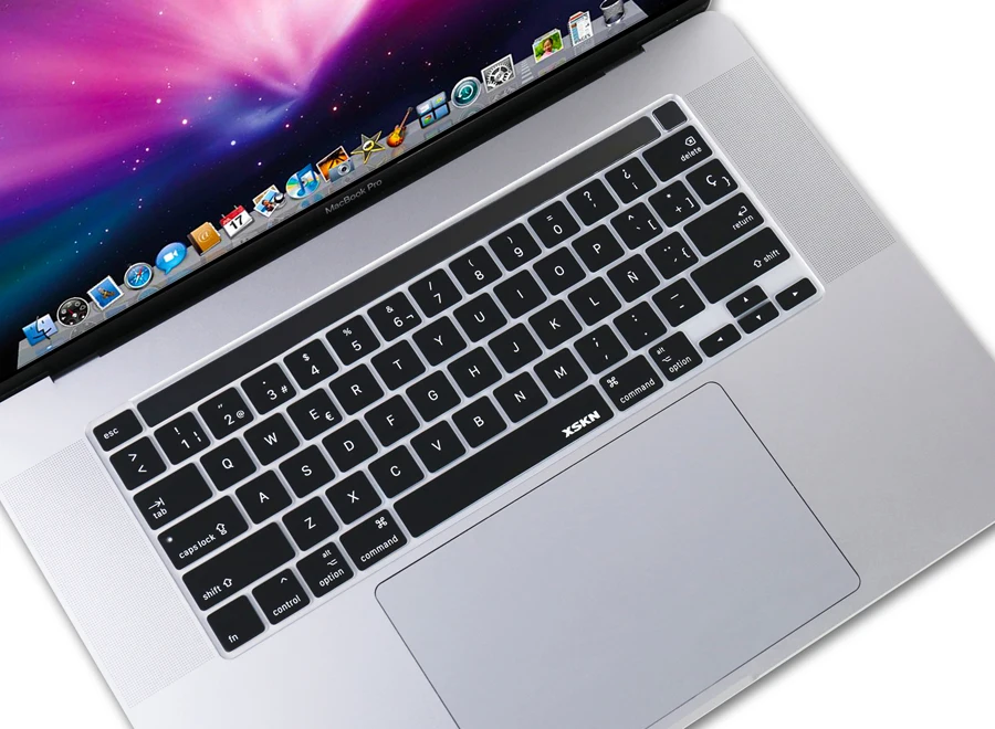 XSKN Spanish Language Black Silicone Keyboard Cover Skin for A2141 US Version 16 inch New MacBook Pro with Touch Bar & Touch ID