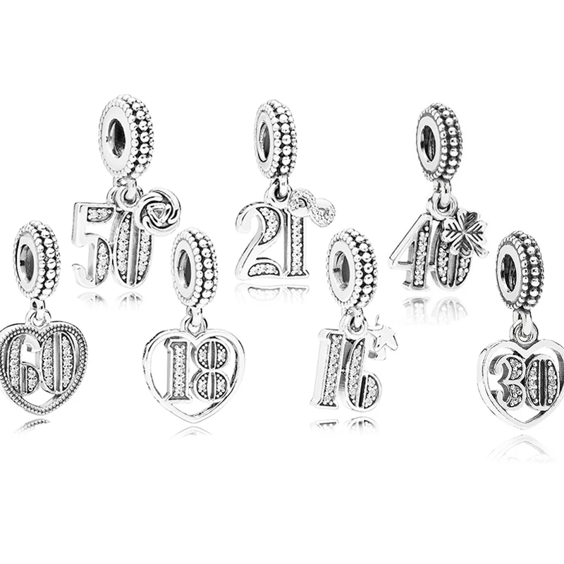 Authentic 925 Sterling Silver Bead Years of Love Pendant Charm Fit Fashion Women Pandora Bracelet Bangle Gift DIY Jewelry | Украшения и