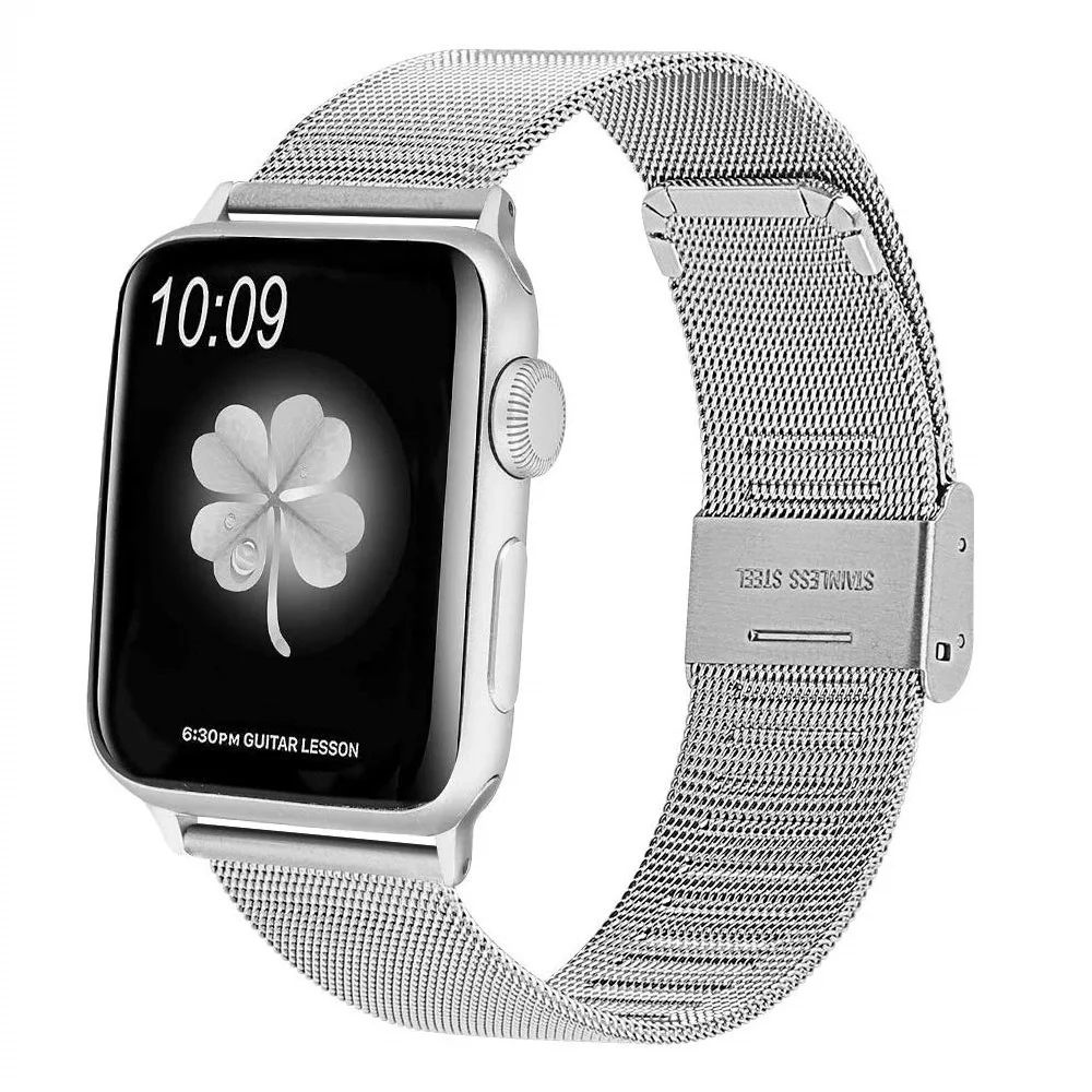 Ремешок для часов Apple Watch 3, 5, 4, ремешок из нержавеющей стали, сетчатая петля, pulseira для iwatch cinturini, 42 мм, 44 мм, 40, 38 мм, браслет на запястье - Band Color: Silver