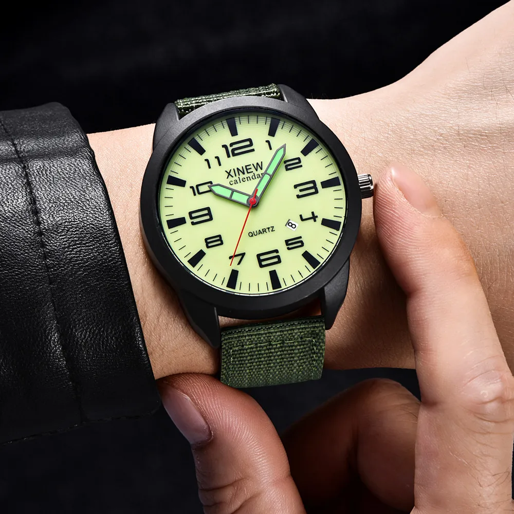 

Man watch Reloj hombre XINEW Nylon Strap Simple Calendar Luminous Dial Outdoor Men's Quartz Watch Montre homme@@1