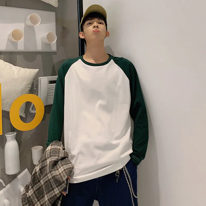 Privathinker Korean Men Long Sleeve T shirts Fashion Patchwork Basic