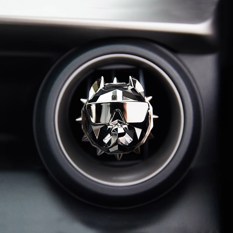 VANOLU Bulldog Creativo Deodorante per Auto Profumo Decorazione Auto Auto Geur Clip Bulldog Profumo Profumo Profumo Voiture Diffusore Auto Nero Brillante
