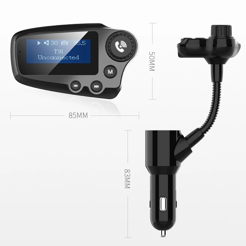 T91 большой экран Bluetooth громкой связи FM передатчик MP3 плеер QC3.0 USB зарядное устройство горячий Бутик