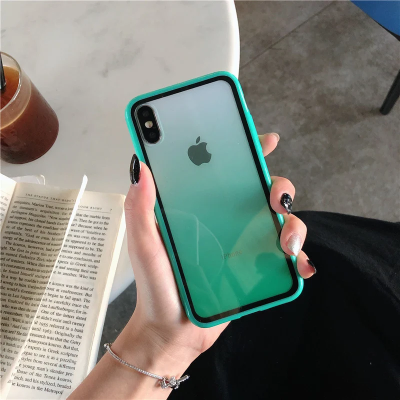 Simple gradient all-inclusive anti-drop phone case for iPhone 6 6s 7 8 for stylish transparent soft shell for iPhone X XR XS MAX