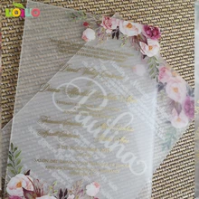 Бесплатный дизайн цветная печать на заказ Акриловая Карта свадебные пригласительные карты, цветок матовый Акриловая Карта с карманом конверт