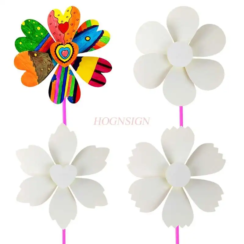 Paper six leaves children blank coloring paper windmill kindergarten handmade material graffiti painting