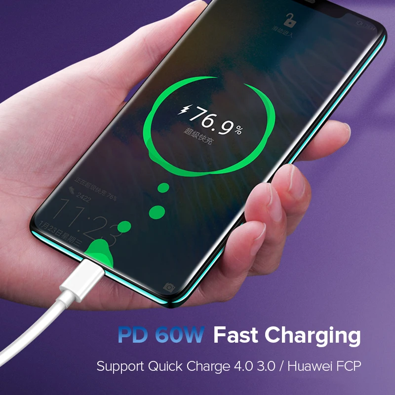 SUPTEC usb type-C кабель для USB C кабель для samsung S10 S9 PD 60W зарядное устройство Quick Charge 4,0 type-C кабель для Xiaomi MacBook Pro