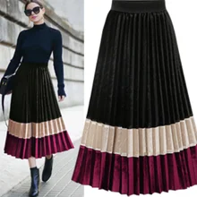 Женская цветная плиссированная юбка в сложенном виде плиссированная юбка средней длины