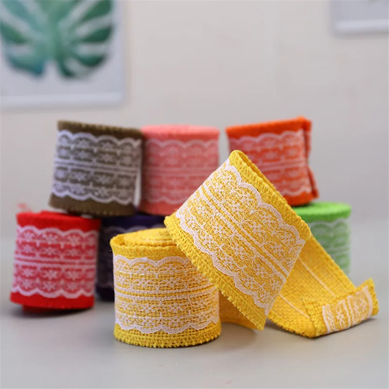 Лента Джутовая с кружевом ширина 2 м 6 см|Украшения своими руками для вечеринки| |