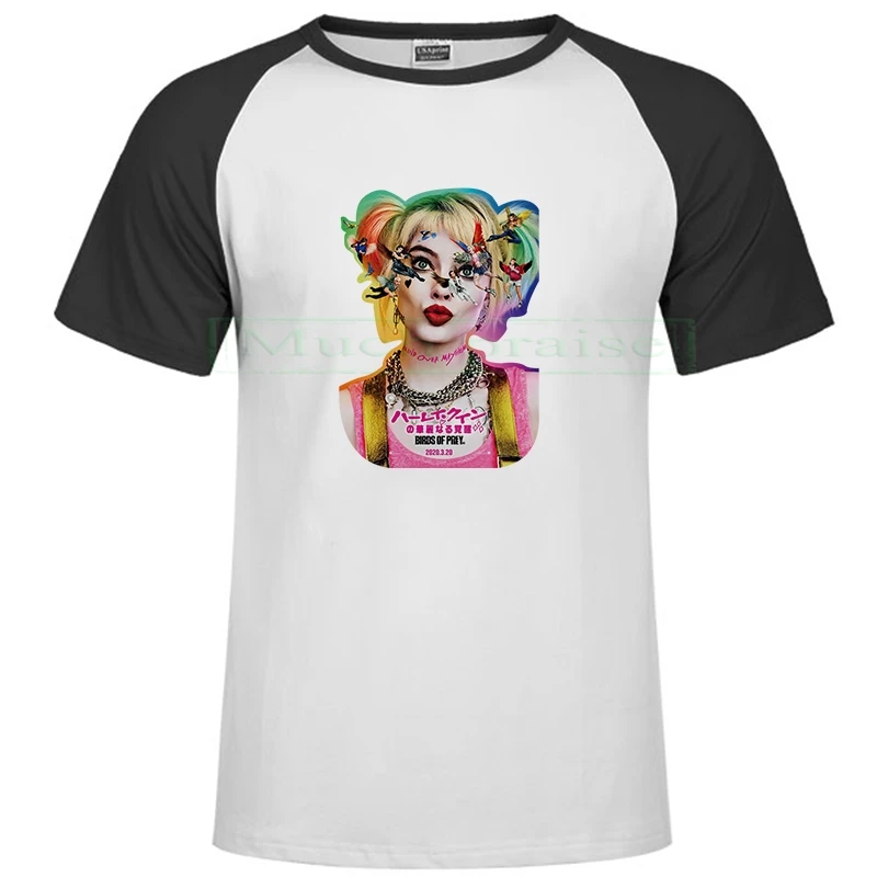 Raglan black 269 Мужская футболка, летняя новинка, Харли Куинн, футболка, Мужская футболка с белыми птицами, модная повседневная футболка, harajuku, хип-хоп, уличная одежда - Цвет: Raglan black 269