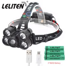 Использовать 3x18650 батарея XM-T6x5 светодиодный светильник-вспышка супер яркий водонепроницаемый светодиодный налобный фонарь с зумом головной светильник рыболовный светильник для охоты