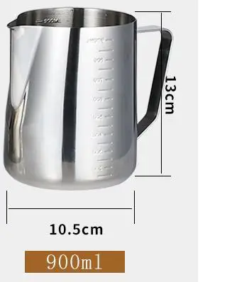 With scale900ml Вытягивание кофе из нержавеющей стали, чашка для молока, пенопласт, молочный кувшин, мерная чашка, кухонные принадлежности, весы, дизайн, кухонная мерная чашка - Цвет: With scale900ml