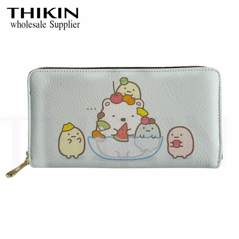 THIKIN Cute Sumikko Gurashi женские кожаные кошельки Kawaii с рисунком на молнии для путешествий