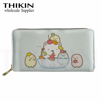 

THIKIN Cute Sumikko Gurashi Women Leather Wallets Kawaii Cartoon Zipper Travel Long Purse Bags Clutch Mobile Bag New Arrival