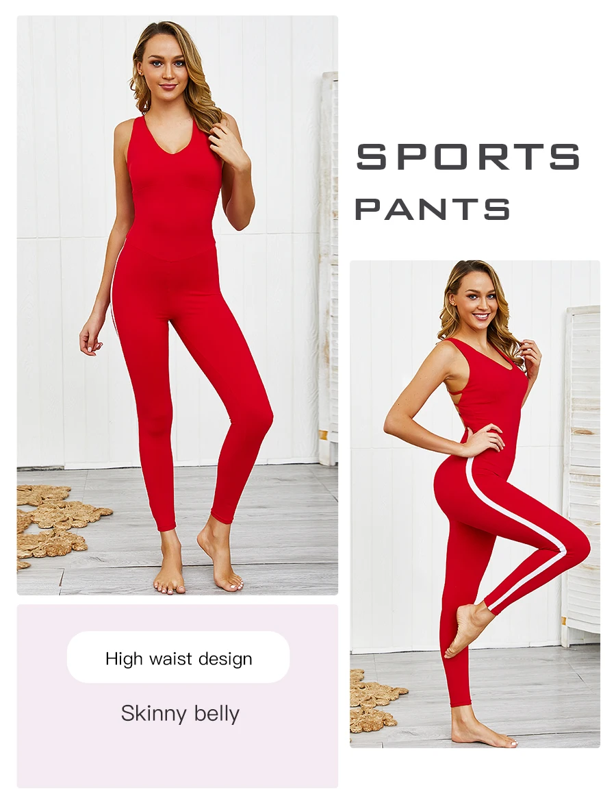 Women Sexy Sportwear Gym Clothing Set Yoga Fitness Jumpsuit Hip Sports Jumpsuit Dance Pants Female Clothes for Workout