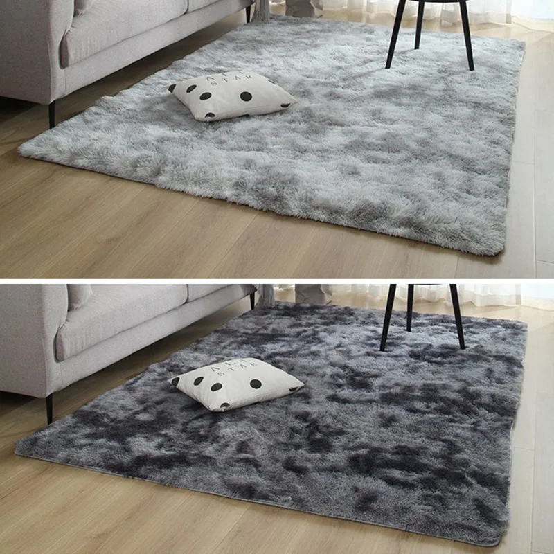 Европейские длинные волосы мода спальня ковер bay окно прикроватный коврик моющийся индивидуальное одеяло градиент цвета коврик для гостиной