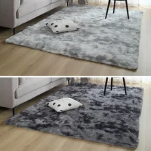 Европейские длинные волосы мода спальня ковер bay окно прикроватный коврик моющийся индивидуальное одеяло градиент цвета коврик для гостиной