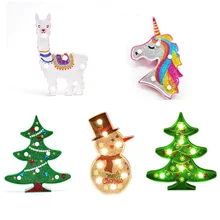 Светодиодный светильник для украшения рождественской елки, снеговика, сделай сам, алмазная живопись, светильник, ночник, домашний декор для спальни, животное, единорог, ночник