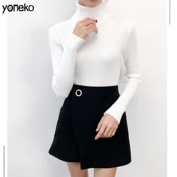 

Yoneko Full Sleeve Soft Knitted Lady Office Women Sweater 2020 Spring Autumn Winter Solid Turtleneck Casual Female Pullover