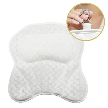 

3D Mesh Home Spa Bathtub Pillow Non-Slip Cushioned Bath Tub Pillow Suction Cups Headrest Neck Bath Cushion Bathroom Accessories
