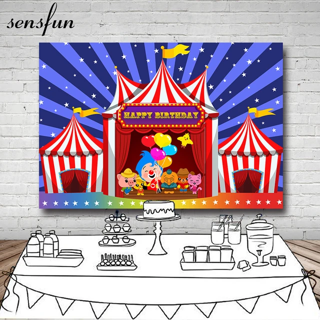 Cute Cartoon Plim Plim Round Backdrops Kids Boys 1st Birthday Party Circle  Backgrounds Customized Photo Studio - AliExpress