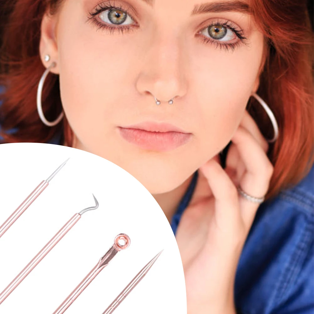 1/4pcs Portable Stainless Steel Pimple Blemish Extractor Acne Removal Needles Blackhead Remover Women Skin Care Tools