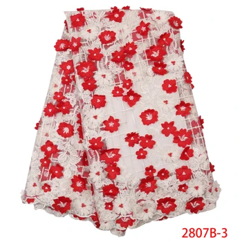 

Latest African Laces 2019 3d Lace Fabric Embrodiery Lace Fabric For African French Lace Fabric For Bridal Dress 5yard QF2807B-3