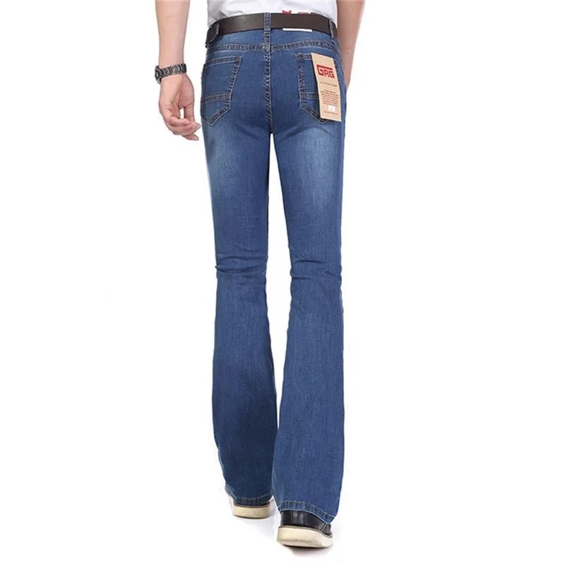 High Quality Men's Summer Thin Boot Cut Jeans Male Mid Waist Business Waterwash Denim Pants  flares Trousers 26-38 5