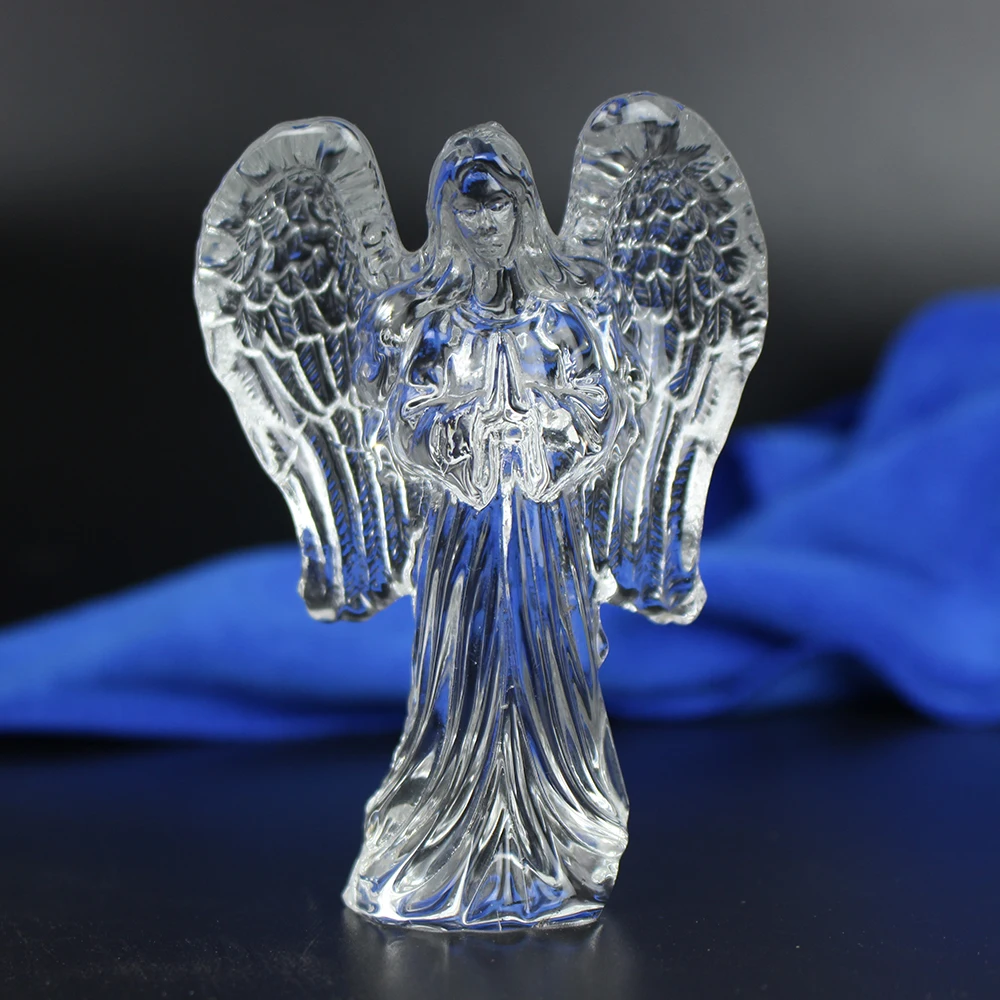 Praying Clear Crystal Statue Guardian Angel Sculpture Figurines Ornament Home Decoration
