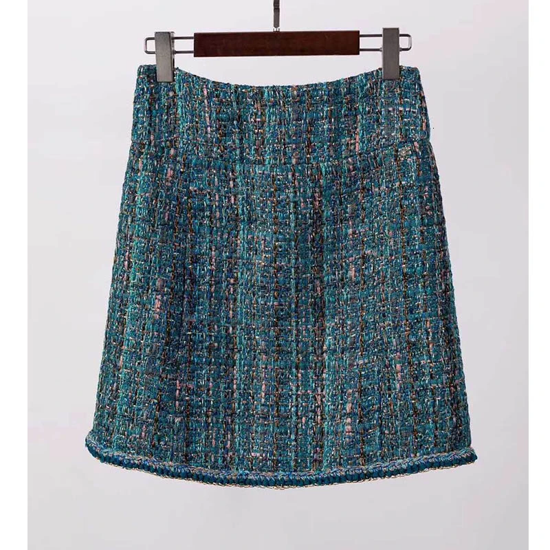 skirt Cosmicchic роскошный шерстяной твидовый комплект для женщин, Осенний элегантный твидовый пиджак, костюм с юбкой, OL, Женская куртка, Подиумные комплекты высокого качества - Цвет: skirt